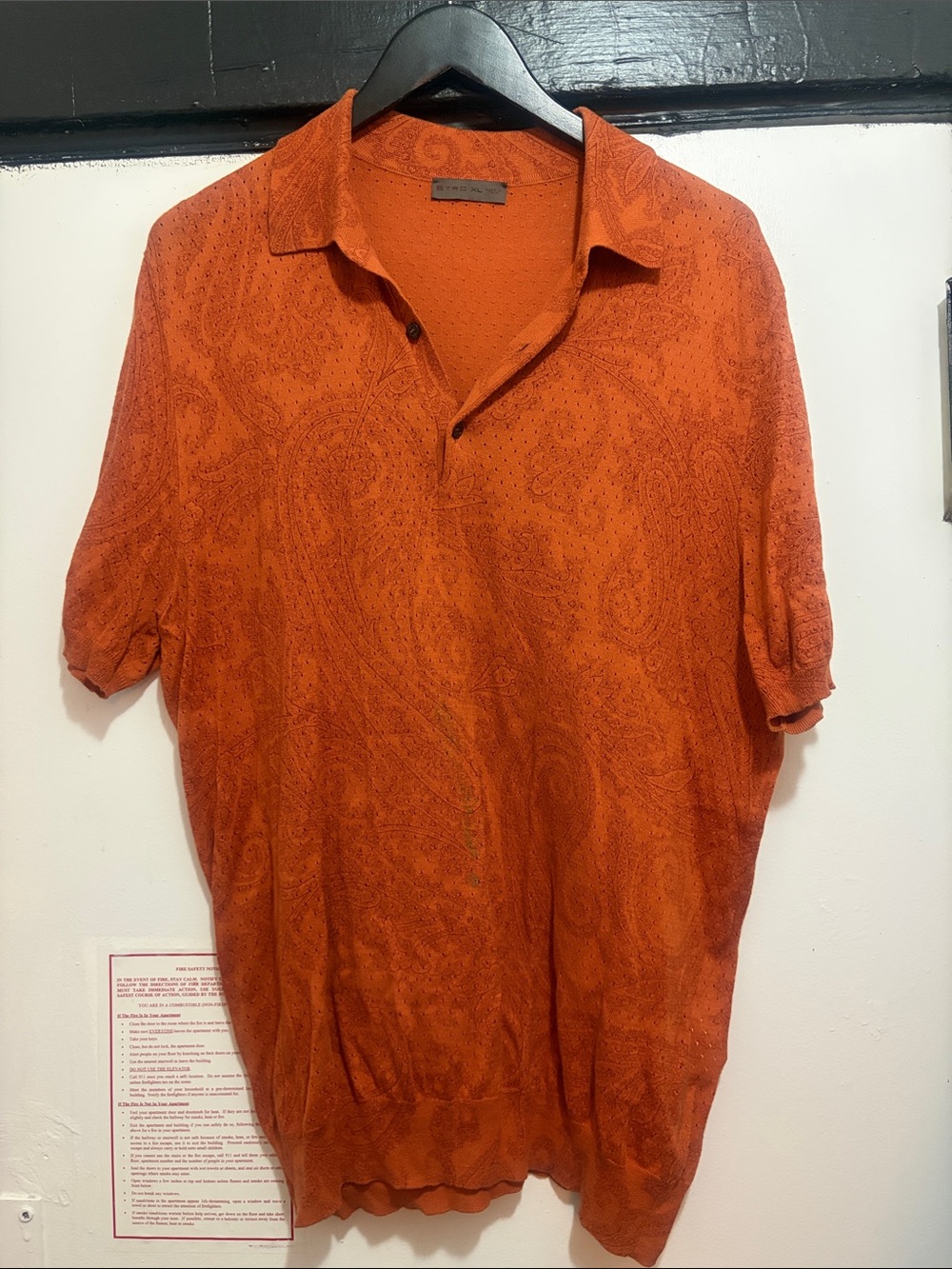 Etro Orange Paisley Short-Sleeve Polo